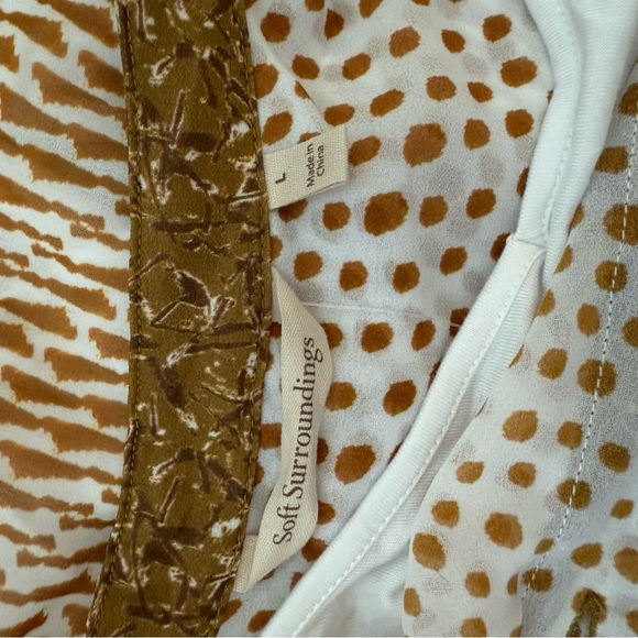 NWT Soft Surroundings Eliza Shirt Bronze Abstract Size Large with Knit Tank Boho - Picture 7 of 13